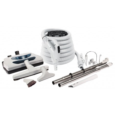 Central Vacuum Kit - 35 ' (10 m) Electrical Hose - Grey Power Nozzle